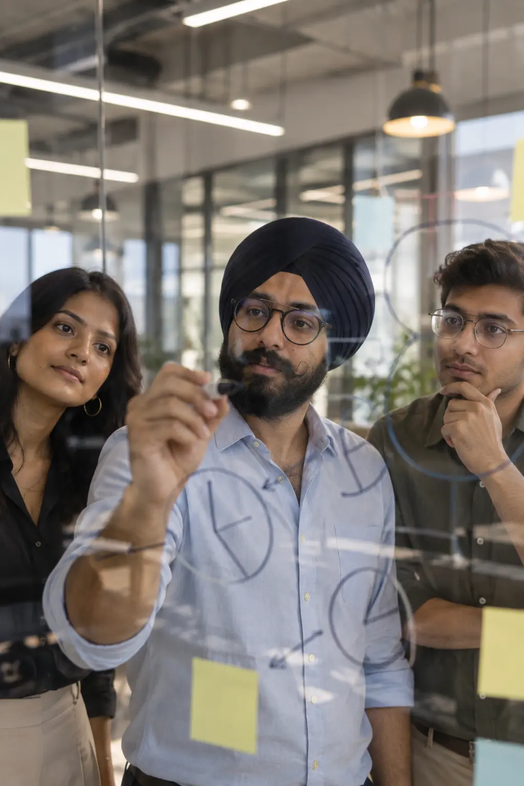 A team mapping an intelligent business workflow