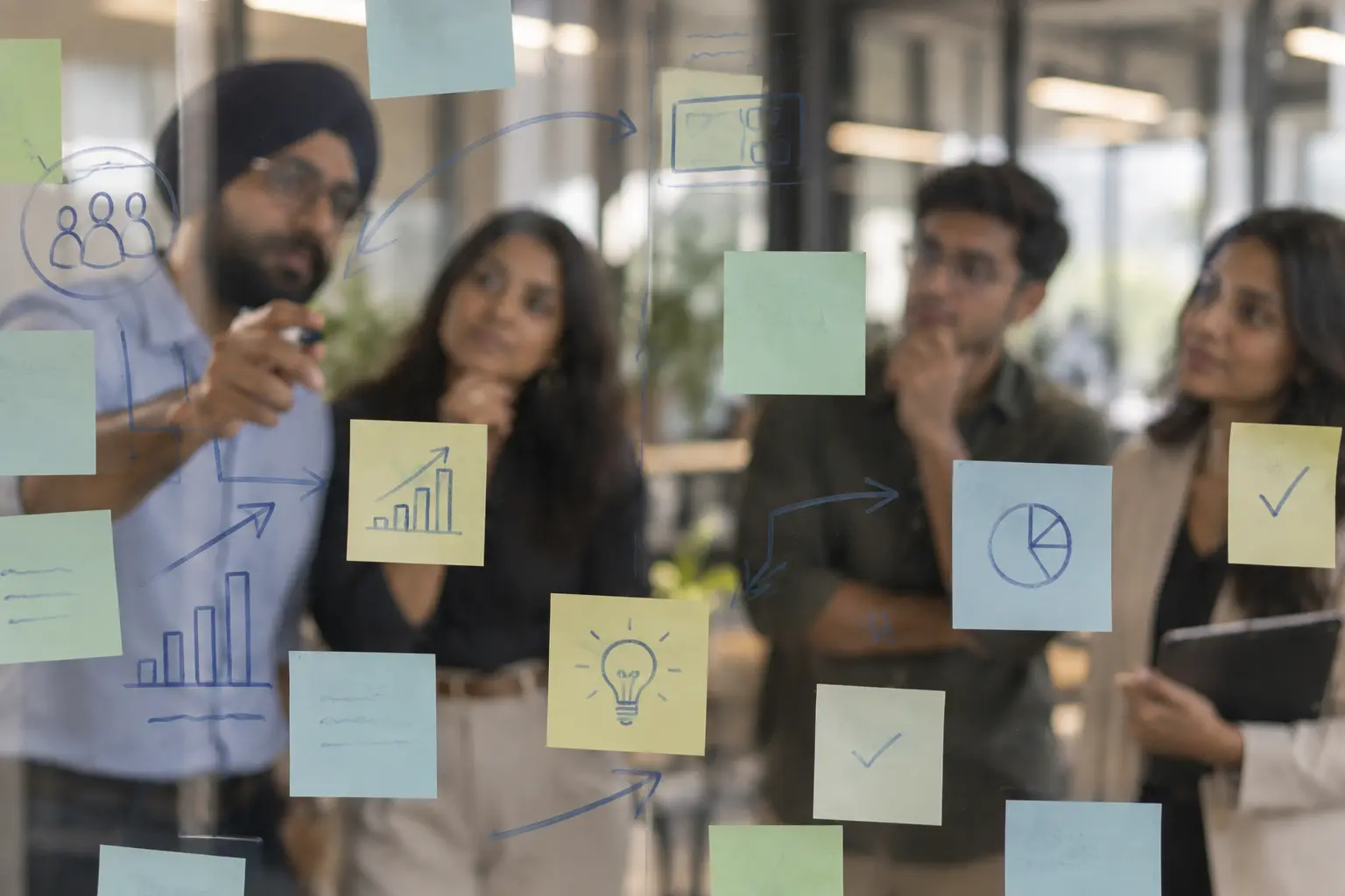 A team mapping an operating workflow