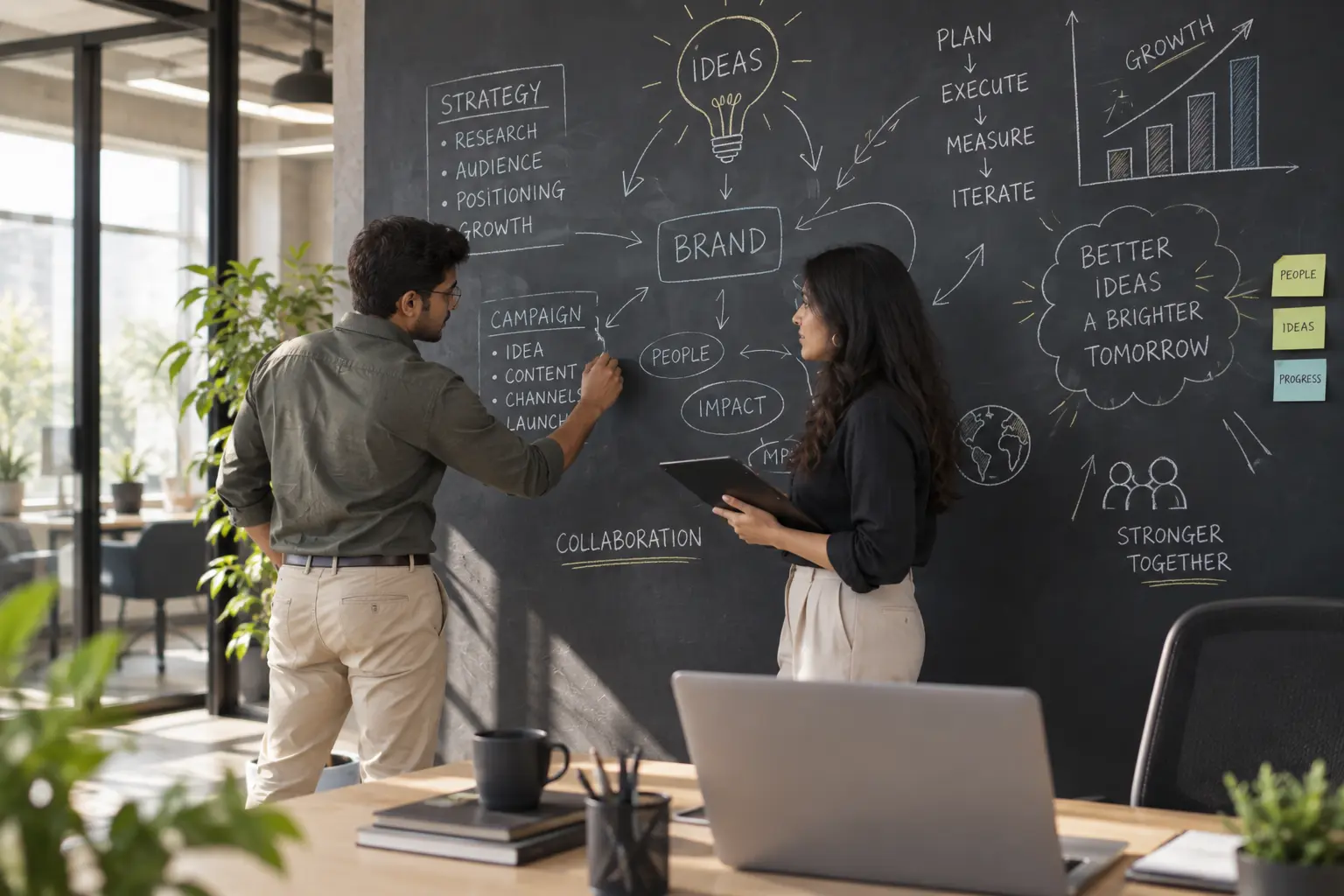 A strategy session connecting ideas to growth